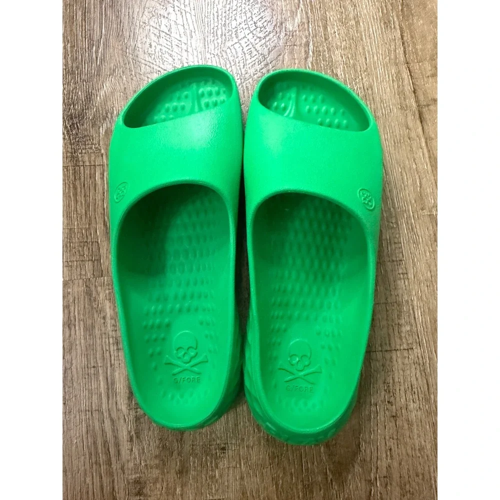 G/FORE Fore Play Skull & T's Slide Sandals Green Mens Size 11 Waterproof Golf